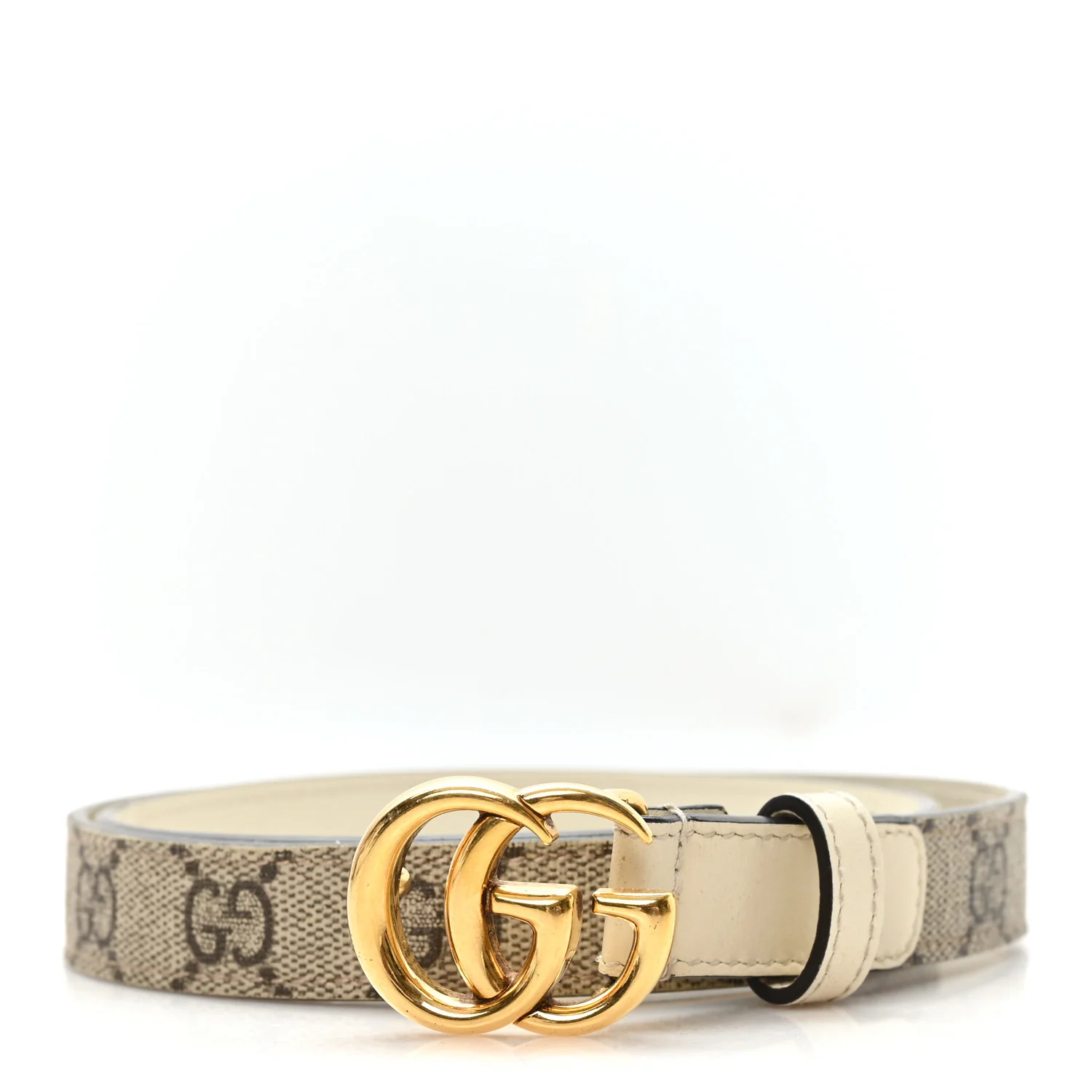 GG Supreme Monogram Matte Plutone Calfskin Double G 20mm Belt 75 30 Beige White New Acero