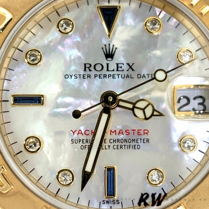 【Super Clone】Rolex Yacht-Master 168628 White MOP Dial Yellow Gold 35MM Unisex Replica Watch