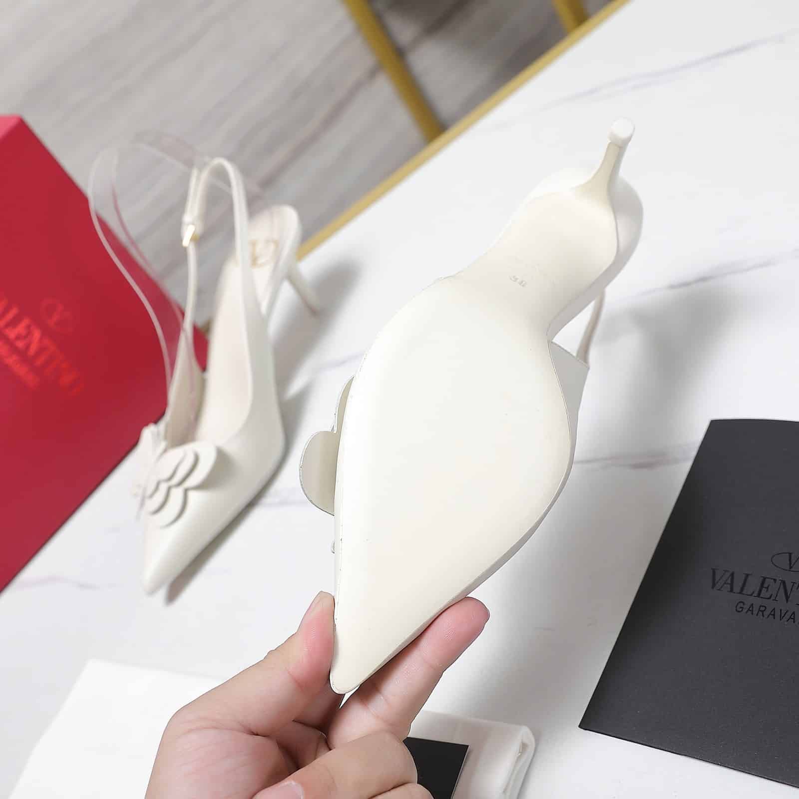 Valentino Garavani Papier Phalène Slingback Pumps White