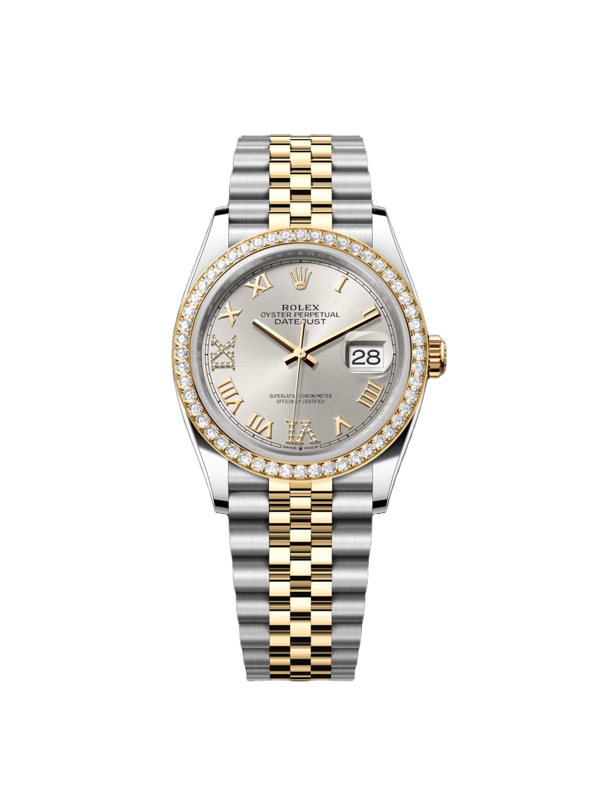 Rolex  Datejust 36mm 126283 Silver Dial Diamond Bezel Jubilee Bracelet Watch