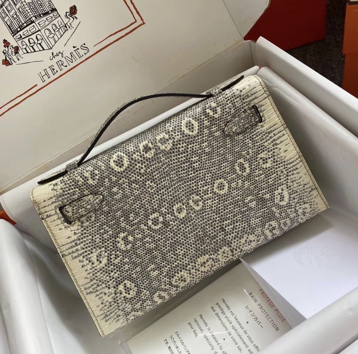 Kelly Pochette Ombre Lizard Leather Silver hardware Custom