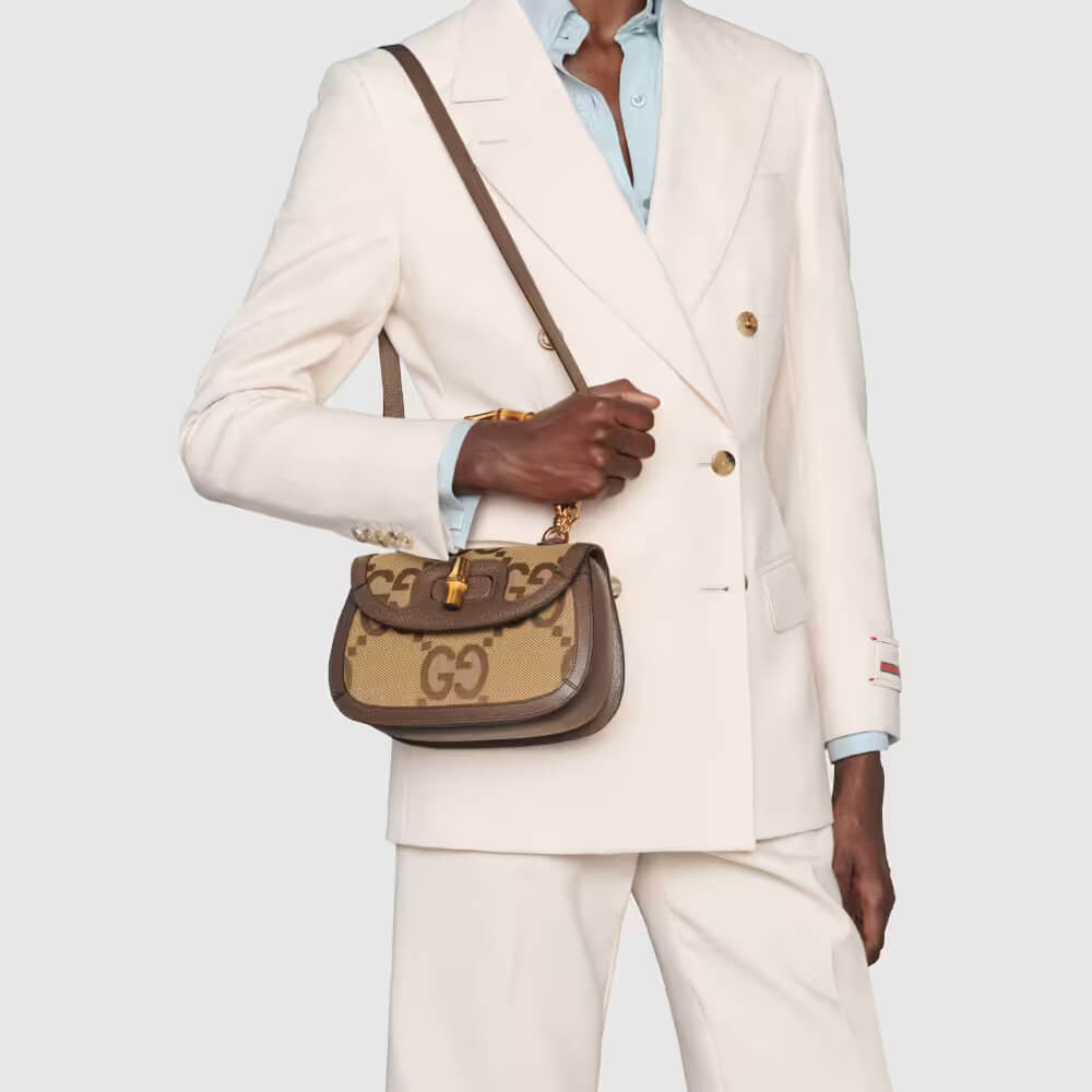 Gucci Bamboo 1947 Jumbo GG Small Top Handle Bag