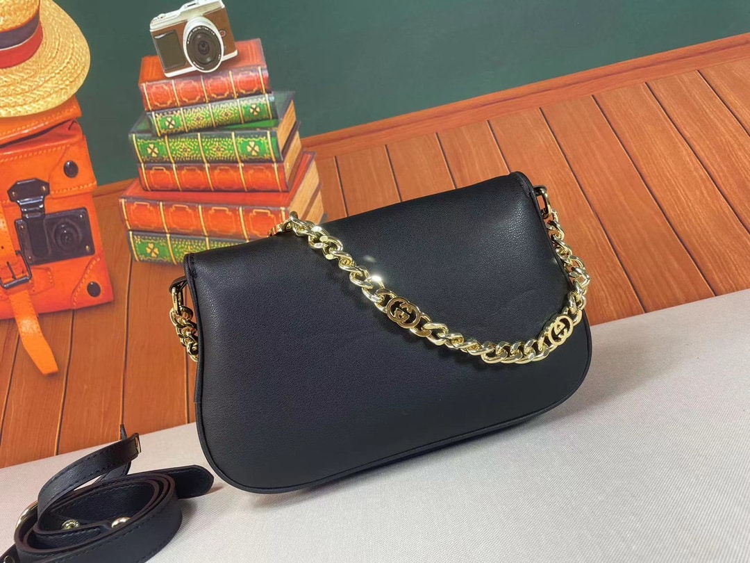Gucci Blondie Shoulder Bag Black Leather 28Cm 699268 Uxx0G 1000