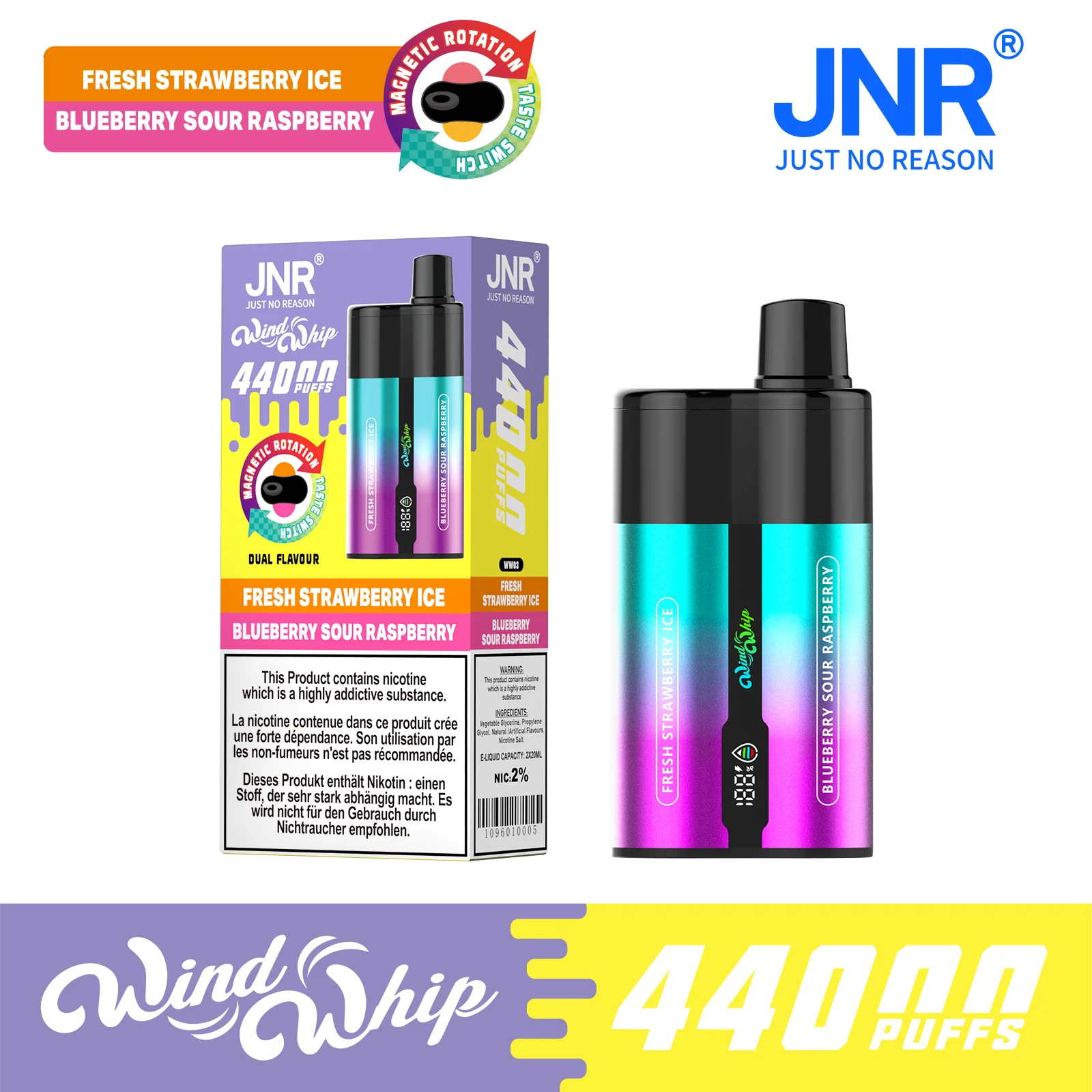 JNR WindWhip 2 in 1 44K Puffs Disposable Vape