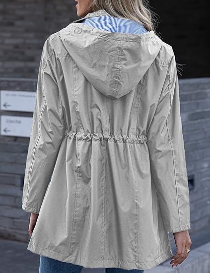 Rain Jacket Women Striped Lined