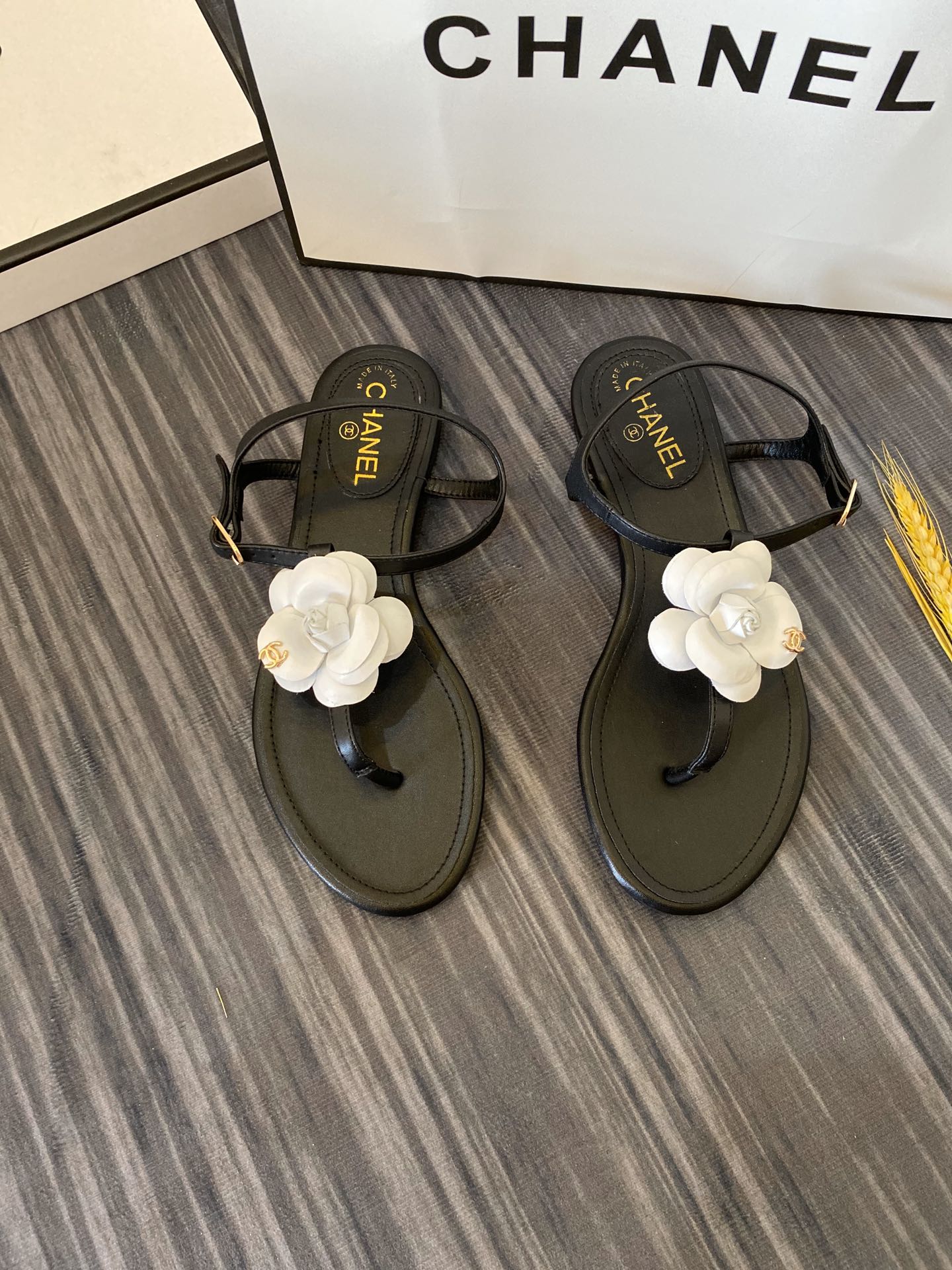 Chanel Jelly White Rubber Camellia Cc Logo Sandals Black