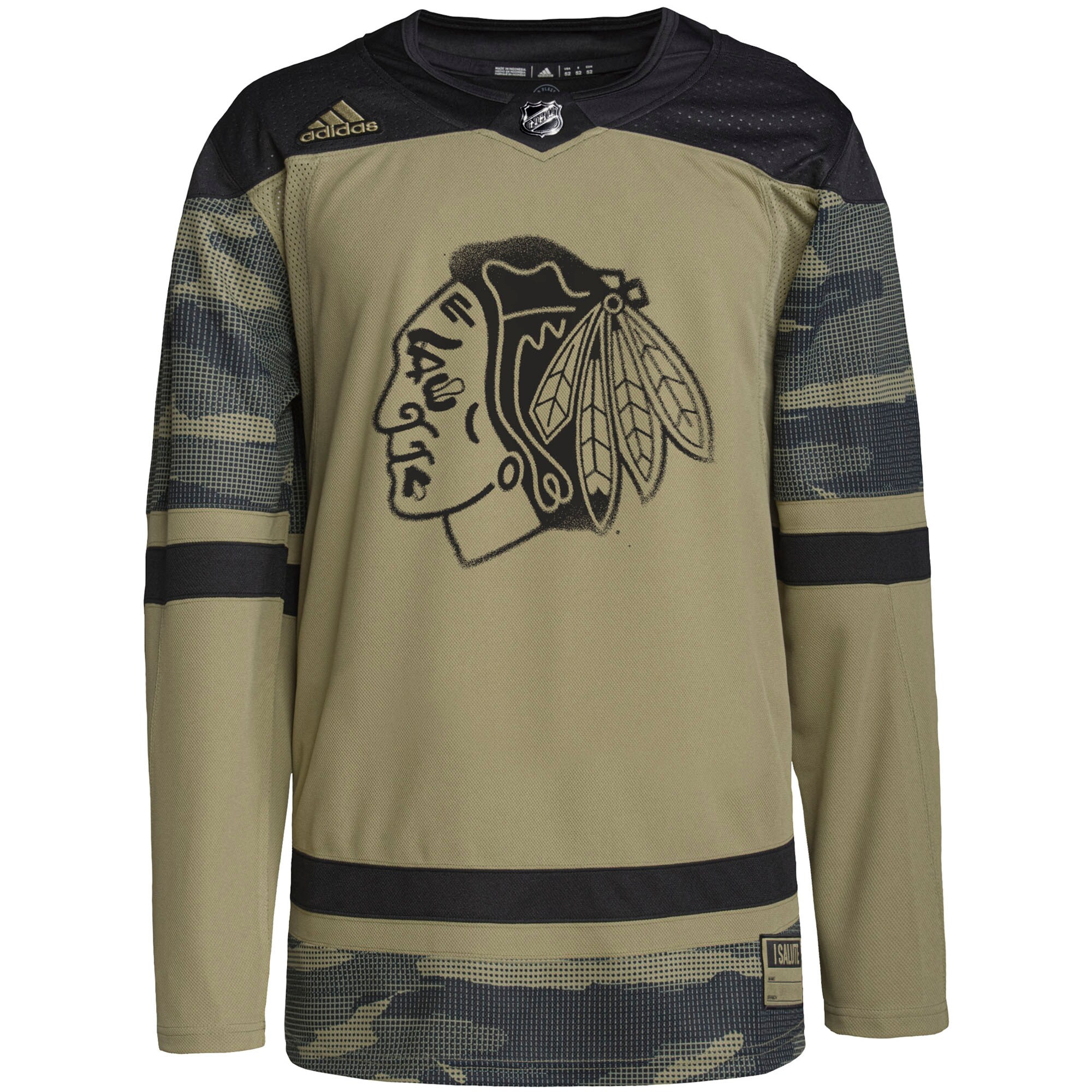 Chicago Blackhawks adidas Military Appreciation Team Authentic Practice Jersey – Camo