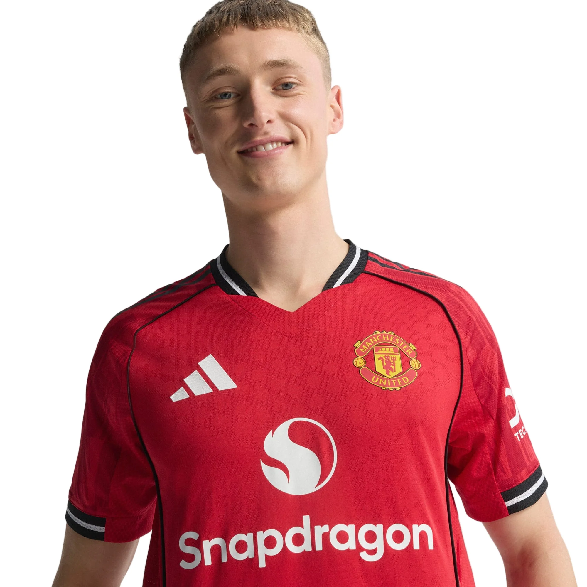 adidas Bruno Fernandes Men's Manchester United Authentic Home Jersey 25/26 w/ NRFR + EPL Patch (Red)