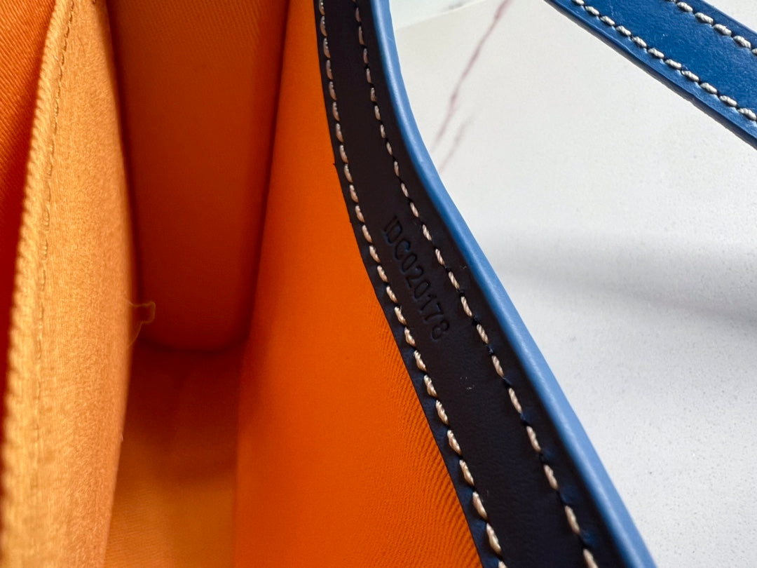 Goyard Monte-Carlo Pm Clutch 25 Cm Sapphire Blue Goyardine Canvas