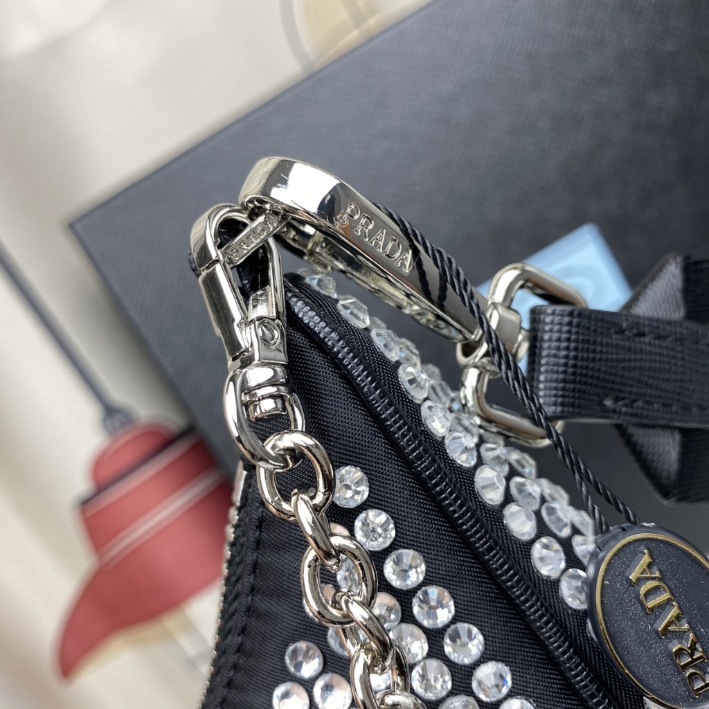 Prada Re Edition 2005 Satin Bag With Crystals 23Cm 1BH204 2AWL F0T7O V V9L
