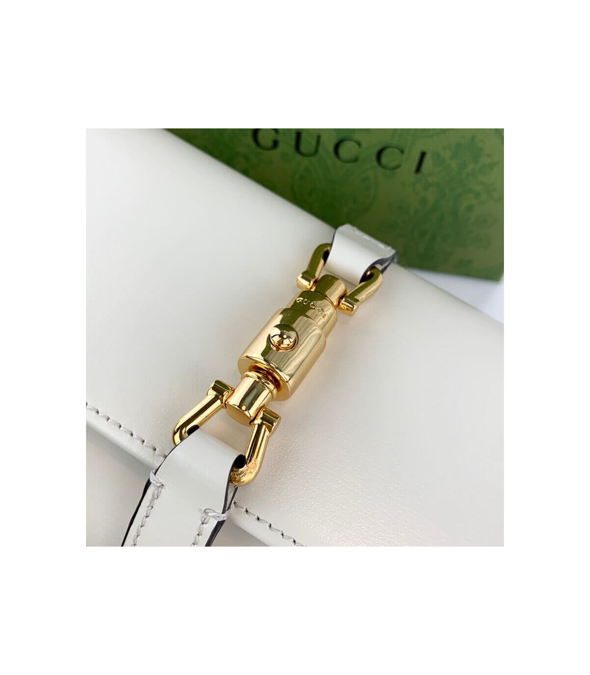 Gucci Jackie 1961 White Calfskin Chain Wallet 19cm