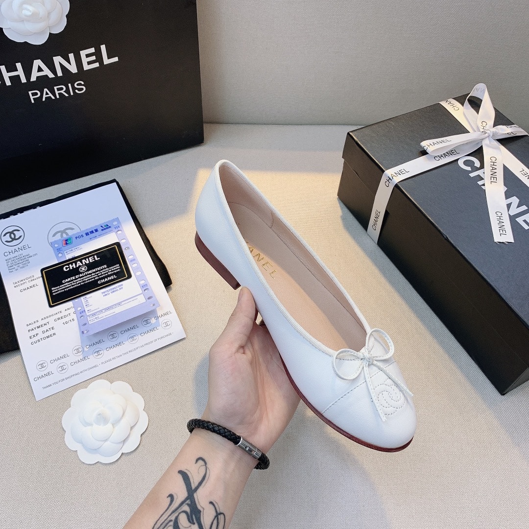 Chanel Classic Women’S Ballet White Sandals