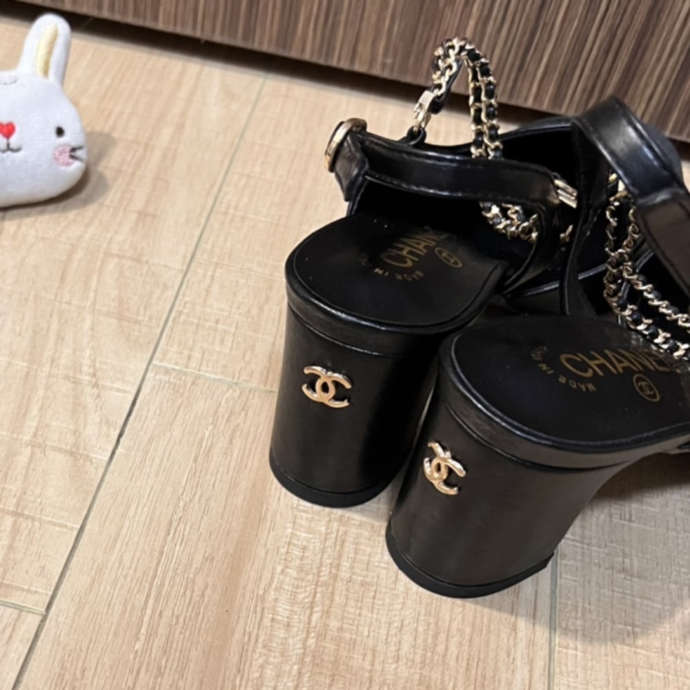 Chanel Slingbacks Goatskin &Amp; Grosgrain Black