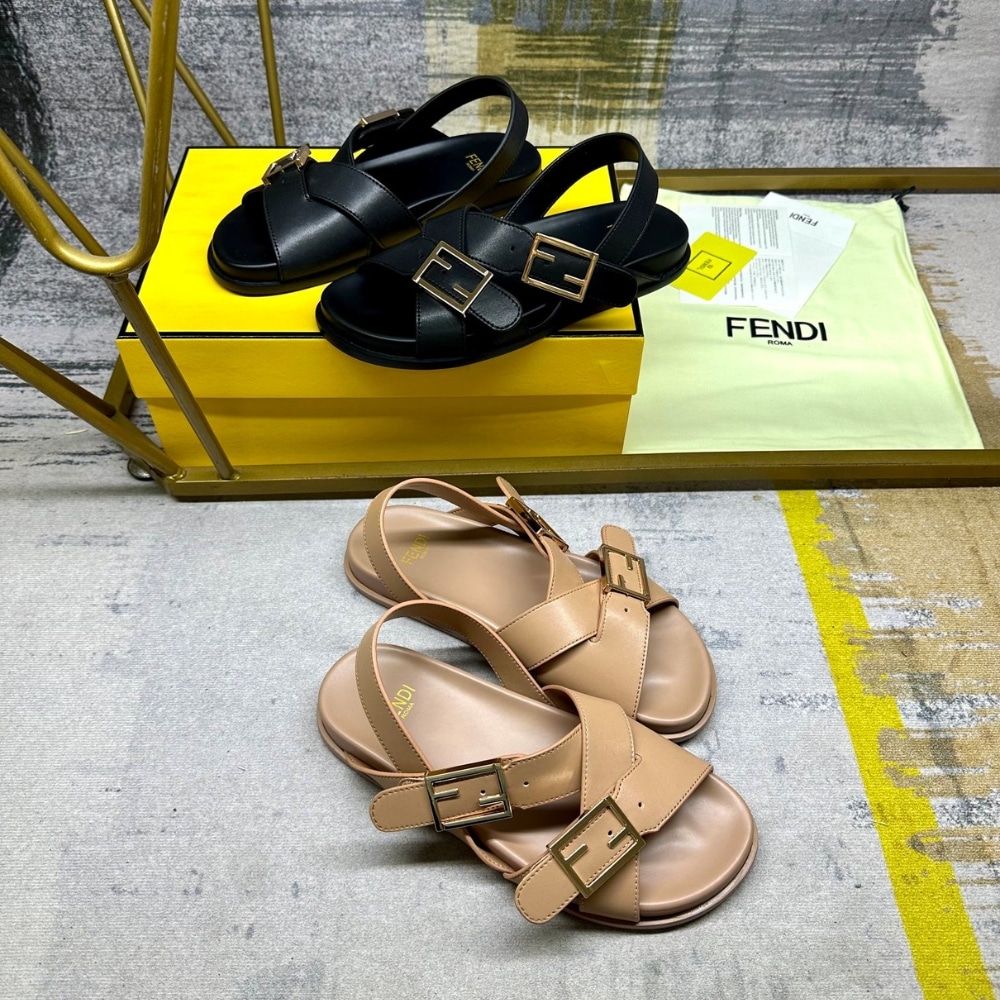 Fendi Feel Leather Slides Black 8X8647Na7F0Qa1