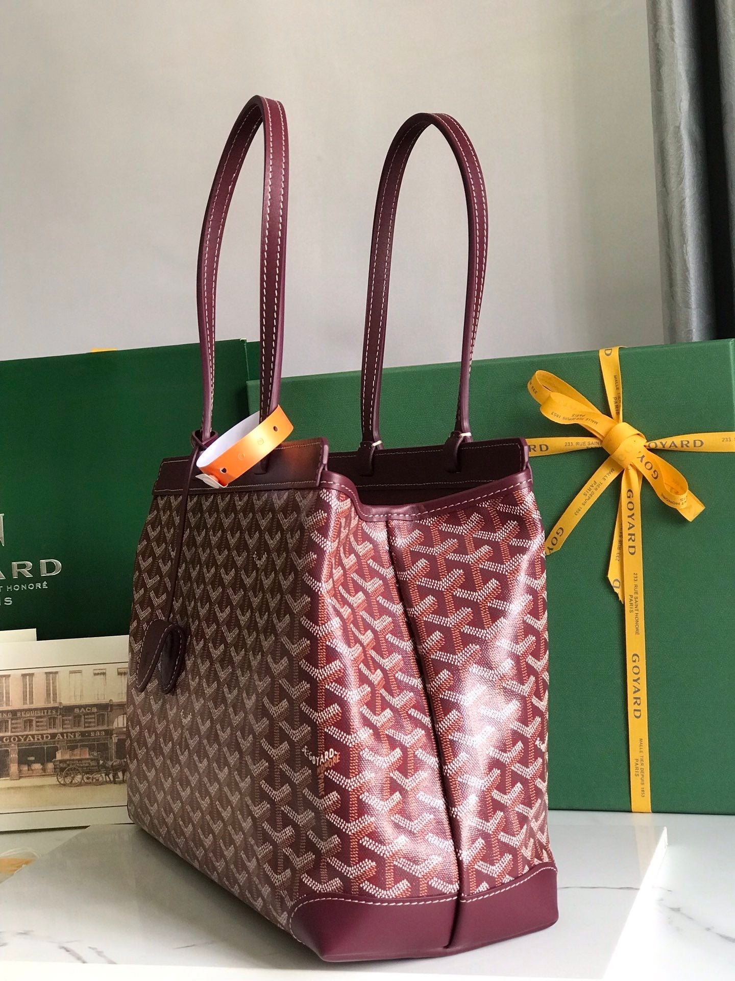 Goyard Bellechasse Biaude Pm Bag 36cm Wine Red Goyardine Canvas And Calfskin Trim