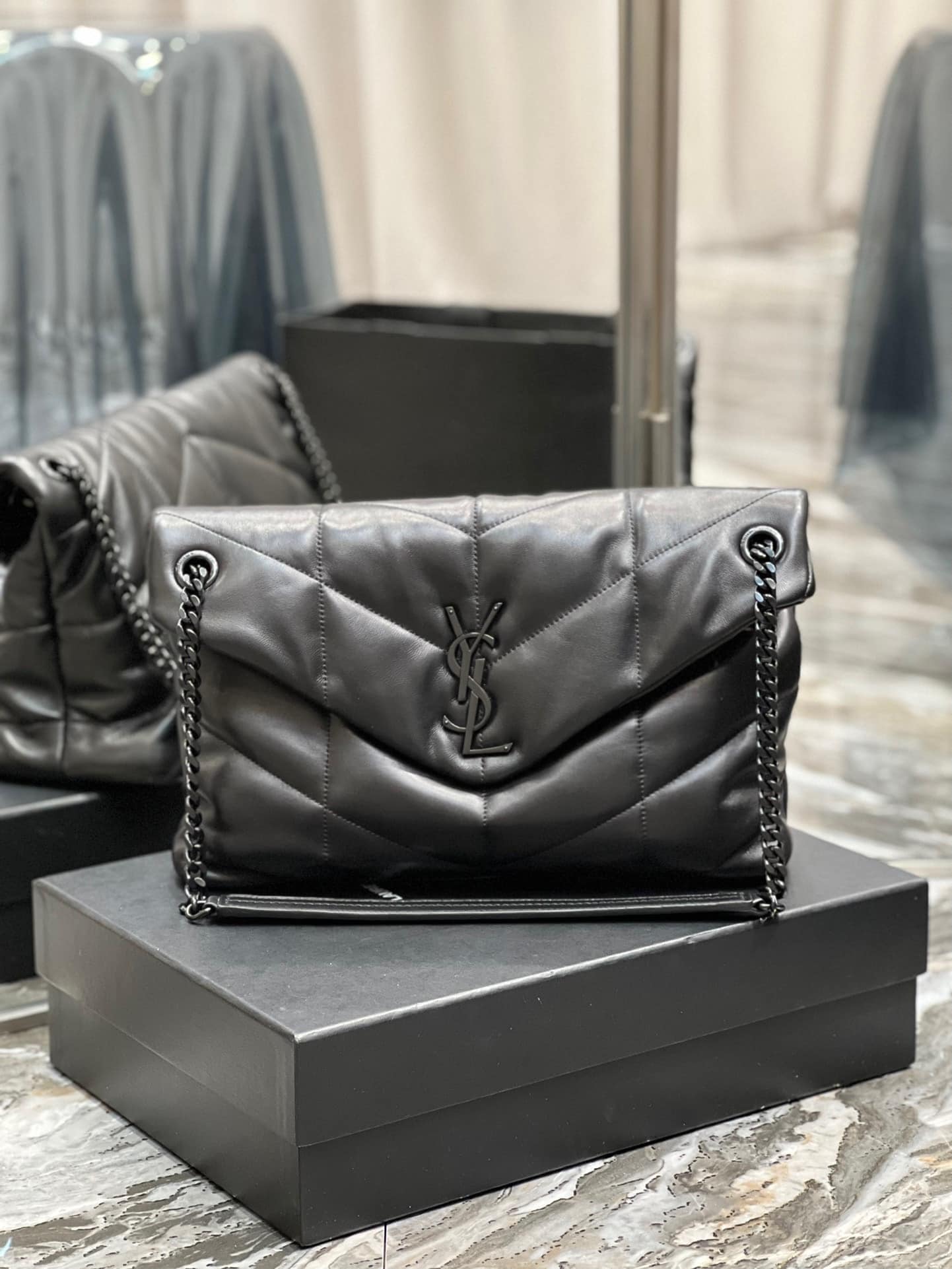 Saint Laurent Puffer Medium Chain Bag In Quilted
