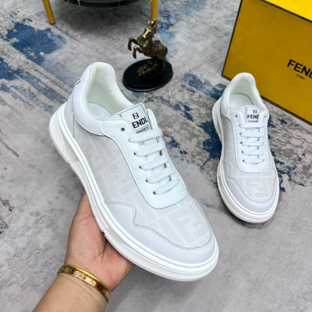 Fendi Ff Motif Low Top Sneakers White