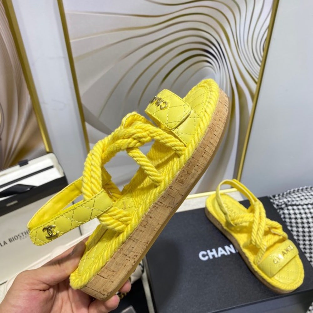 Chanel Rope Sandals Strap Yellow