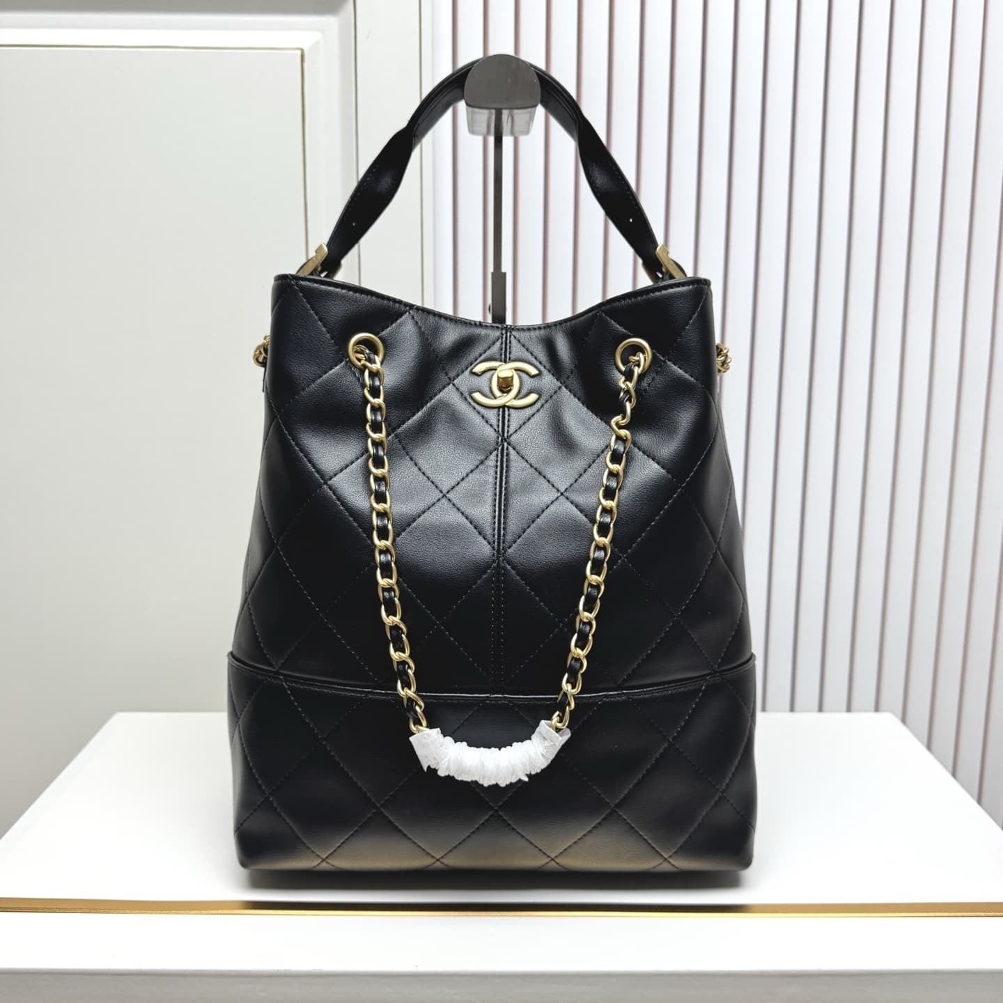 Chanel Shopping Bag Gold Tone Metal Black 33Cm AS5635 B20829 94305