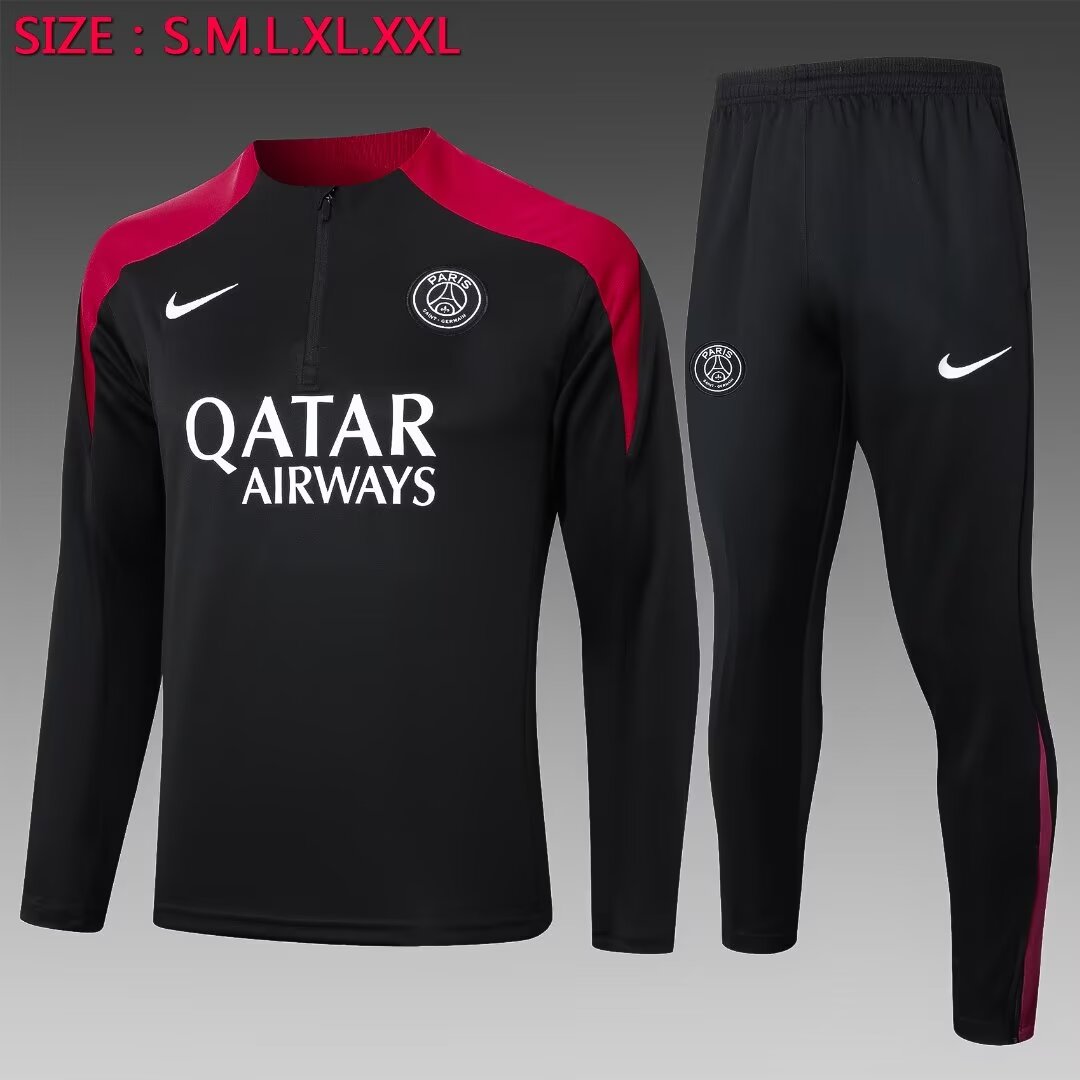 2024/2025 Psg Paris Saint-Germain Half-Pull Training Suit Black Jersey 1:1 Thai Quality