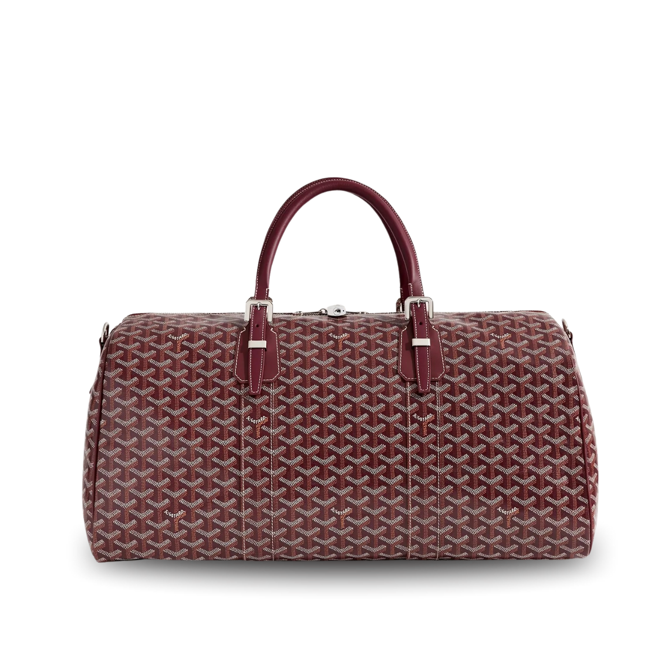 Goyard Boston 50 Bag Cm Wine Red Goyardine Canvas And Calfskin Trim