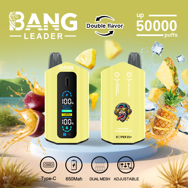 Bang Leader 50K Puffs 2-in-1 Prefilled Vape | Dual Flavor, Adjustable Wattage,  Rechargeable