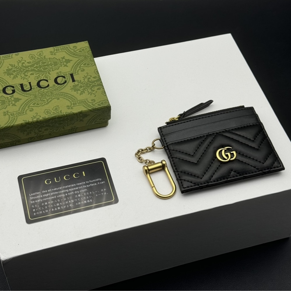 Gucci Gg Marmont Keychain Wallet Black 10cm