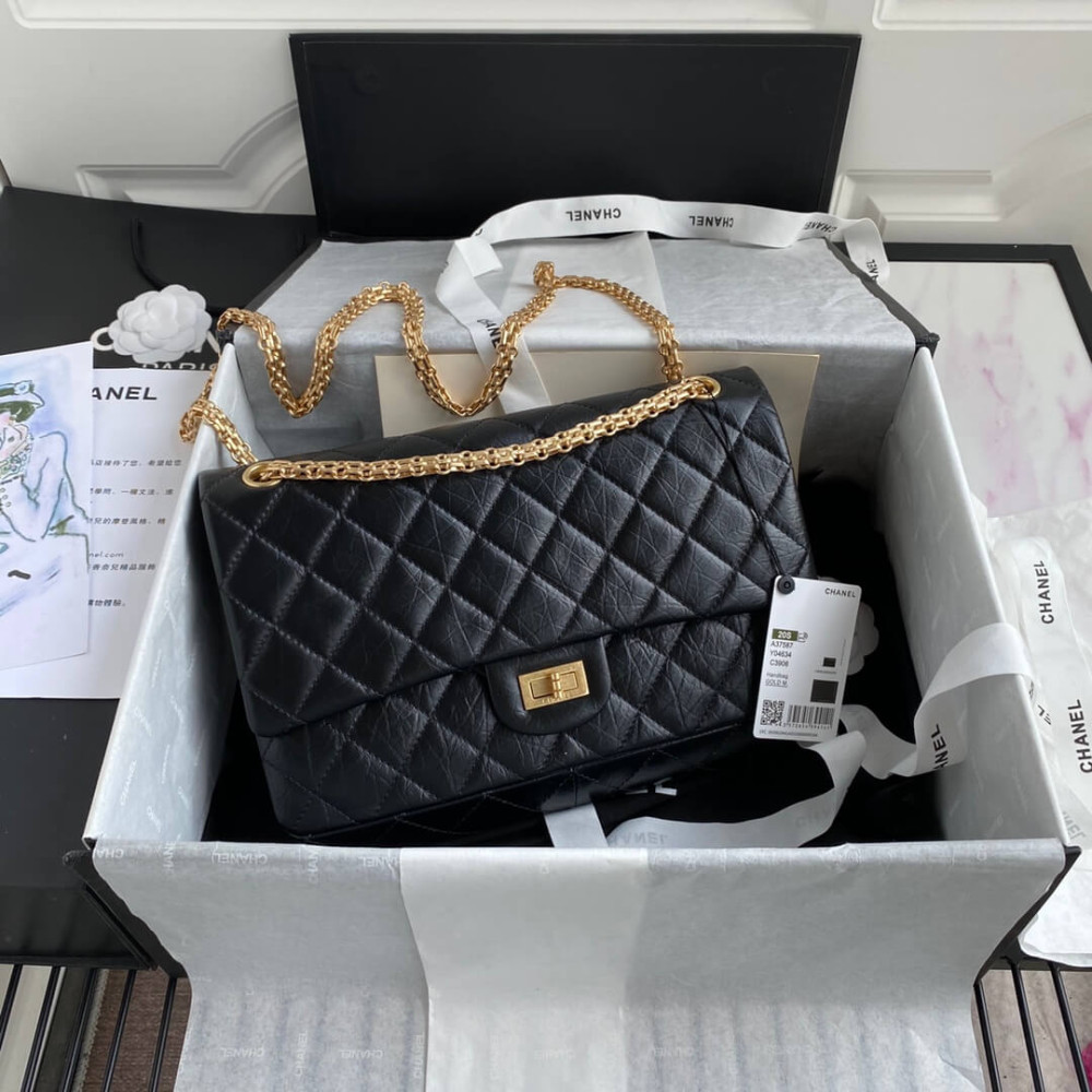 Chanel 2.55 Reissue 227 Aged Calf Black Flap Bag 28cm