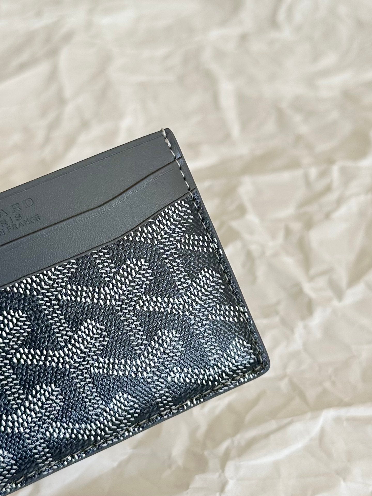Goyard Saint-Sulpice Card Wallet 10 Cm Grey Black Goyardine Canvas And Calfskin