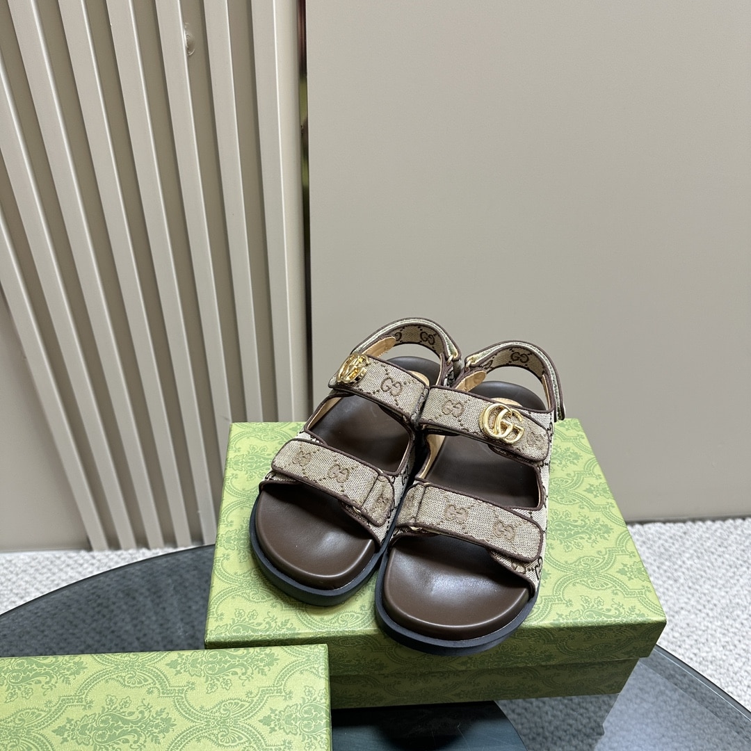 Gucci Double G Sandal Beige And Ebony 771575 G1730 9755