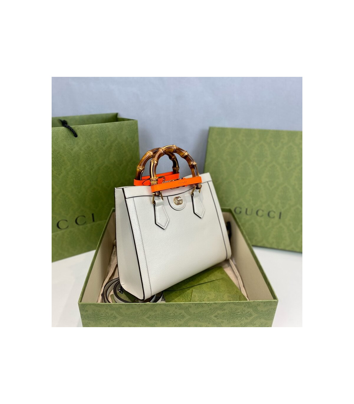 Gucci Diana Small Tote Bag White