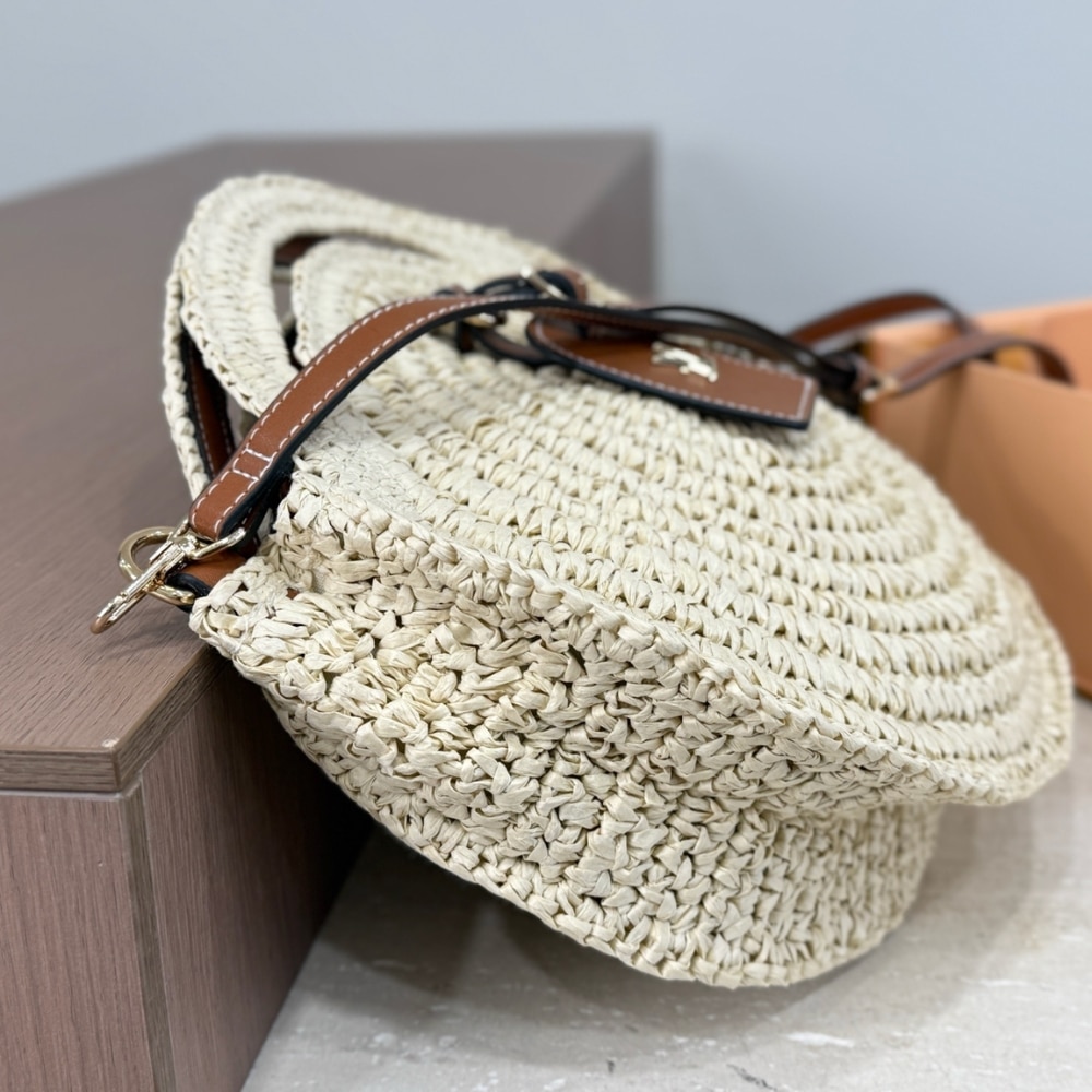 Louis Vuitton Around Me Shoulder Bag Raffia White 28Cm M25243
