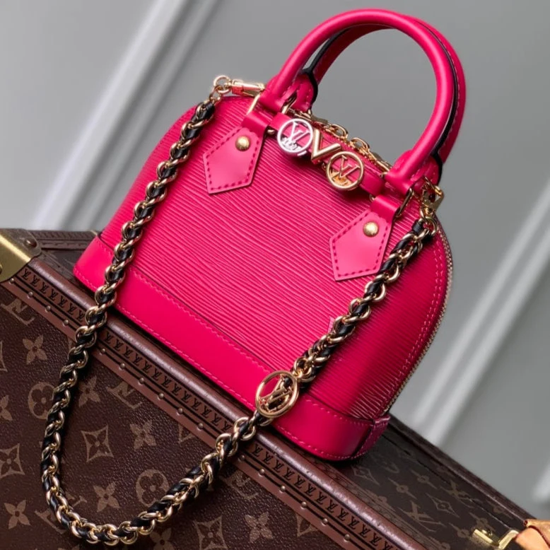 LV Alma Monogram Bag 19.5cm Rose Red Epi Leather 337570