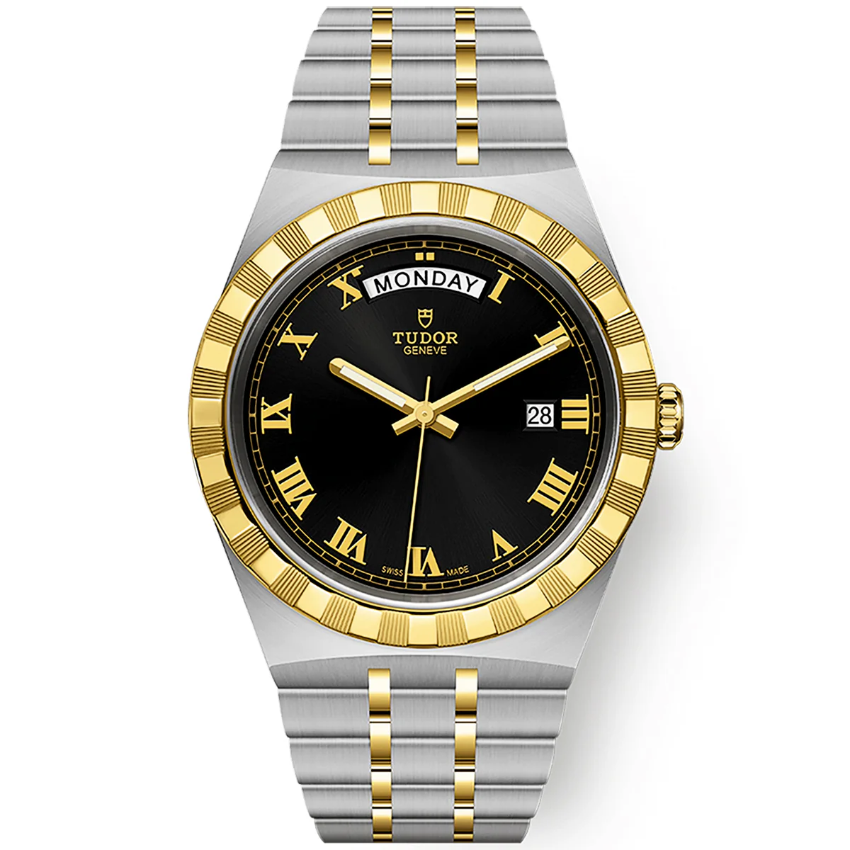 TUDOR Royal Date/Day 41mm S&G Black Roman Dial Automatic Watch M28603-0003