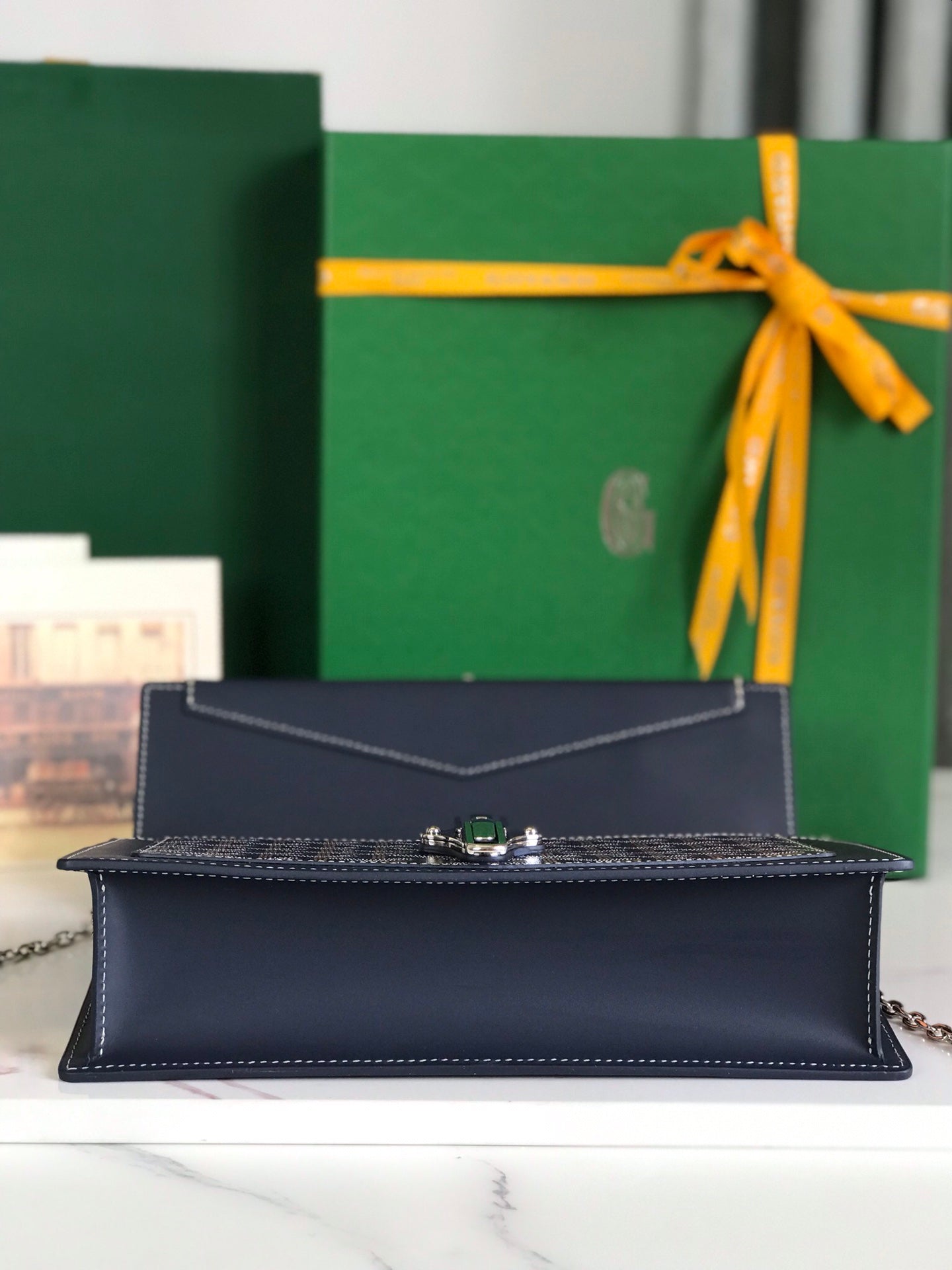 Goyard Duchesse Marie-Caroline Bag 25 Cm Navy Blue Goyardine Canvas And Smooth Calfskin