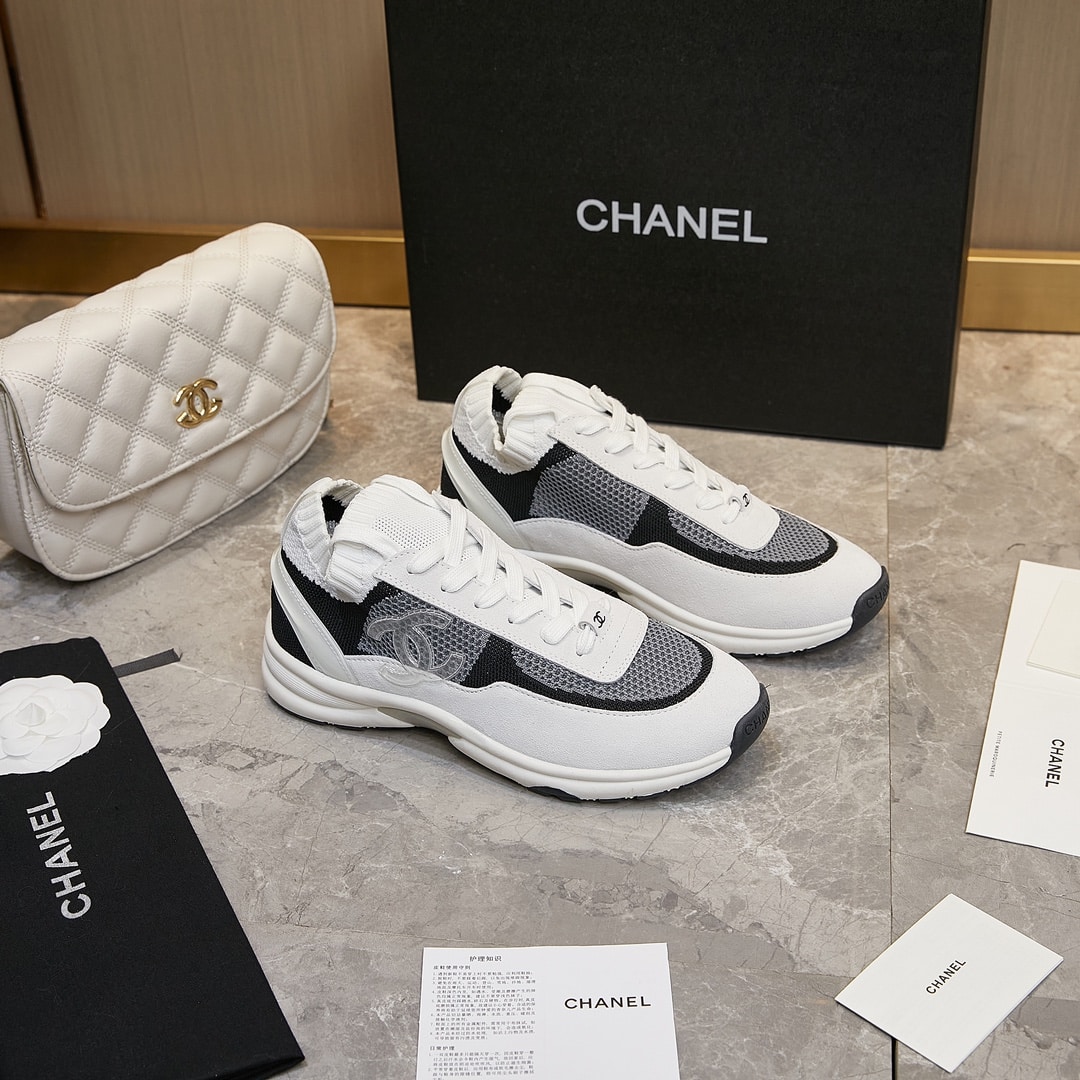 Chanel Cruise Sock Sneakers White Black