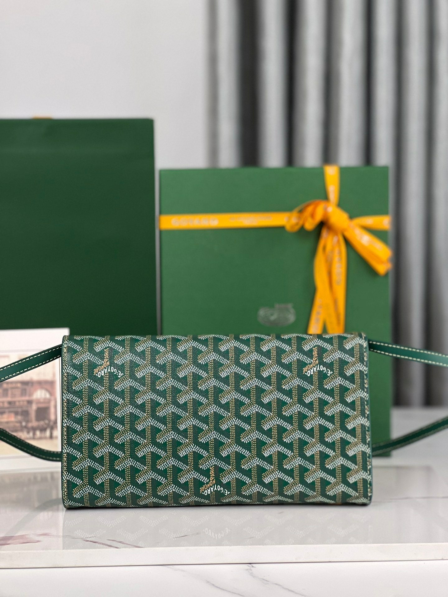 Goyard Monte-Carlo Pm Clutch 25cm Green Goyardine Canvas