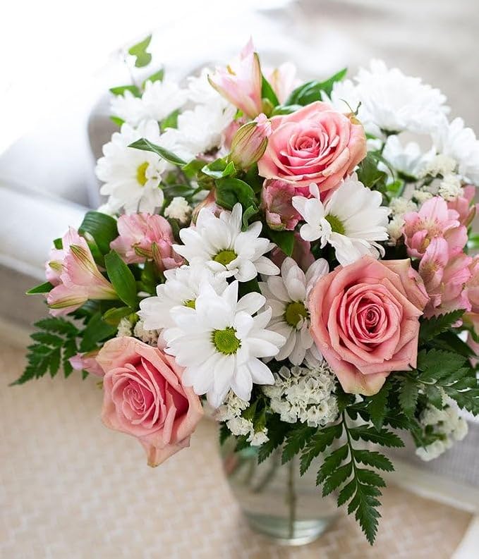 From You Flowers - Dreaming in Daisies Bouquet - Deluxe with Glass Vase | Fresh Flower Bouquets for Birthday, Anniversary, Get Well or Celebration
