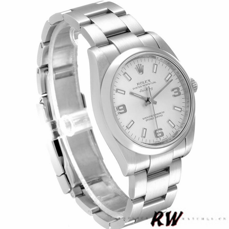 【Super Clone】Rolex Oyster Perpetual Air-King 114200 Silver Arabic Dial 34mm Unisex Replica watch
