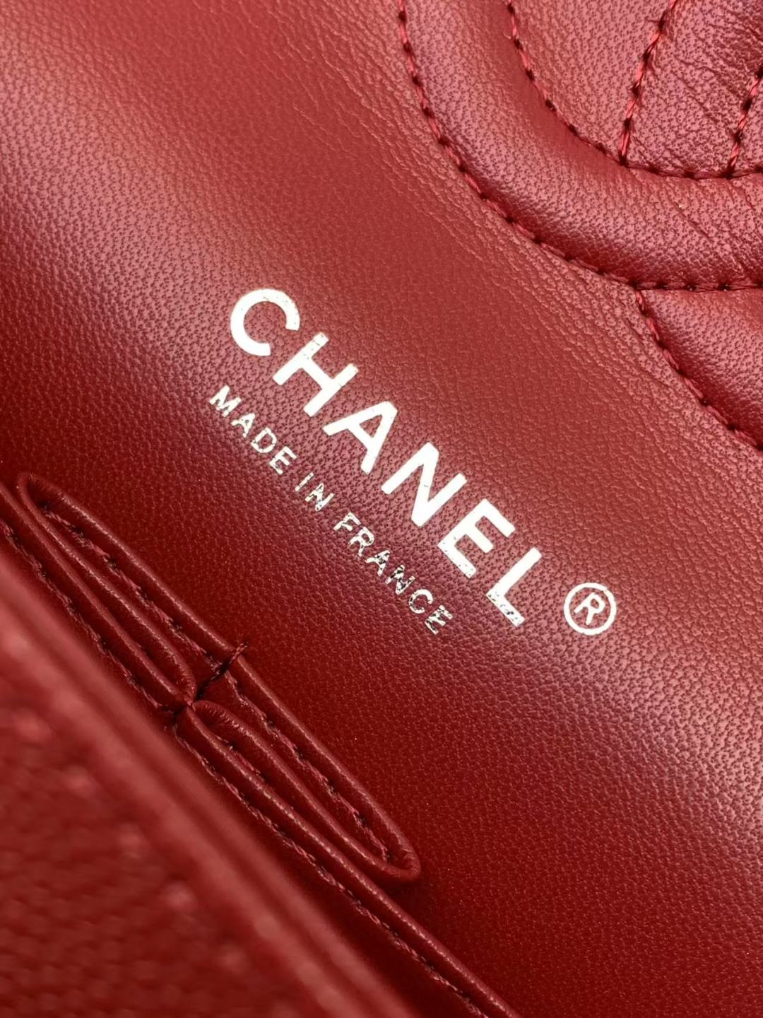 Chanel Classic Flap Bag 25 cm Red Silver-Tone Hardware A01112