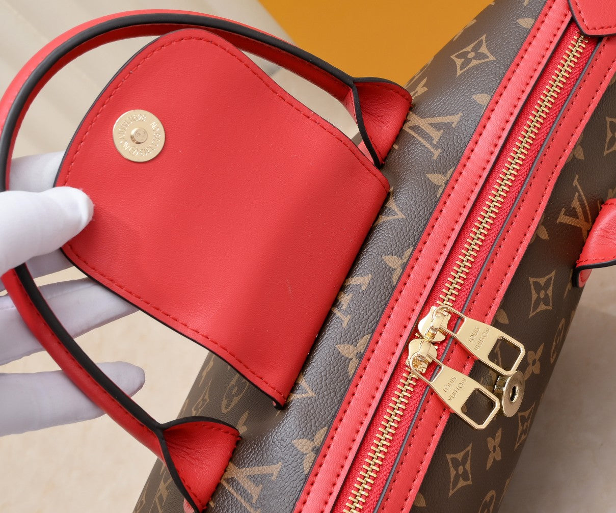 Louis Vuitton Tote Bag Monogram Canvas Red 26Cm