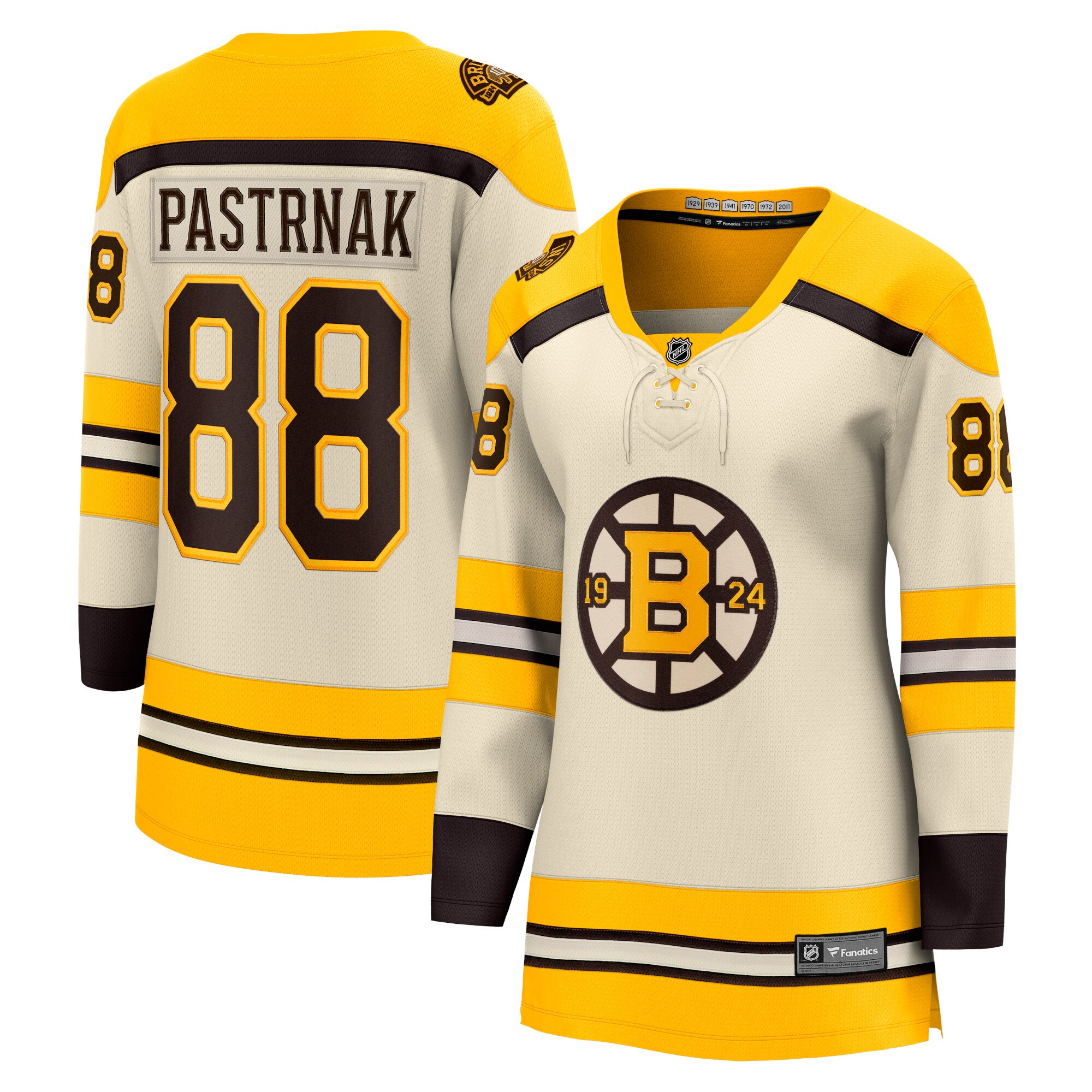 David Pastrnak Boston Bruins Fanatics Women’s 100th Anniversary Premier Breakaway Player Jersey – Cream