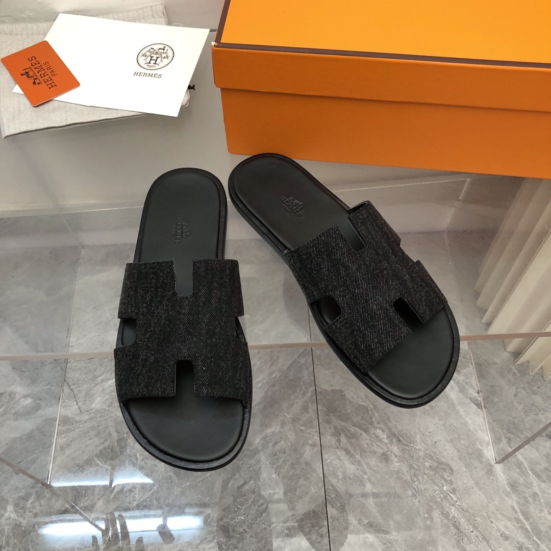 Hermes Izmir Sandal Noir Denim