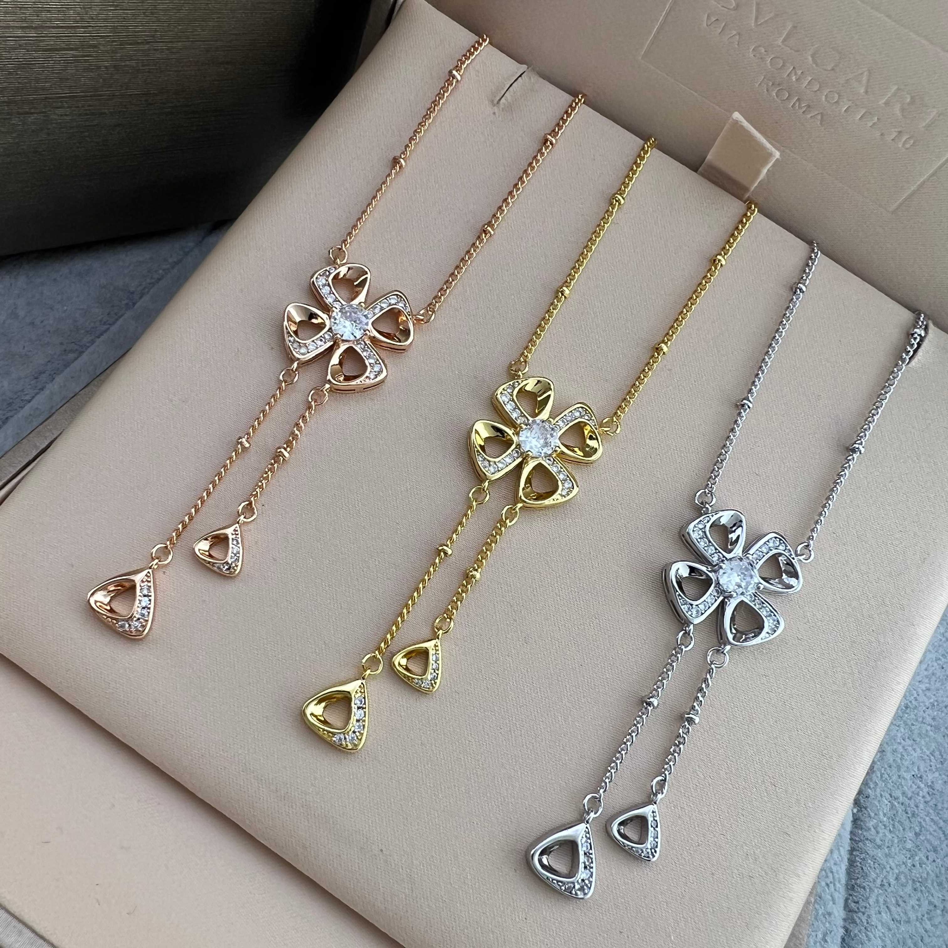 Everlasting Flower Diamond Tassel Necklace
