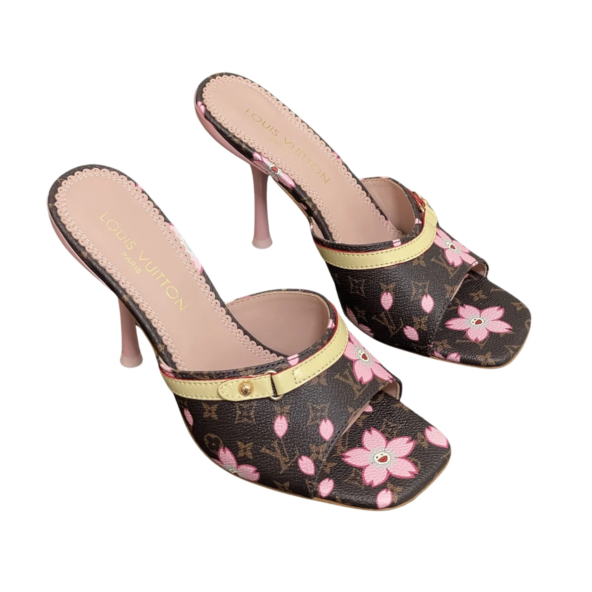 Louis Vuitton x Takashi Murakami Cherry Blossom Mule Brown Monogram Canvas