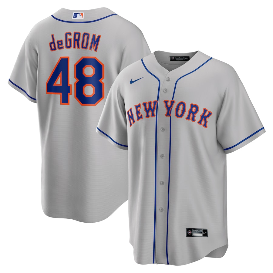 Jacob deGrom New York Mets Road Player Name Jersey Gray