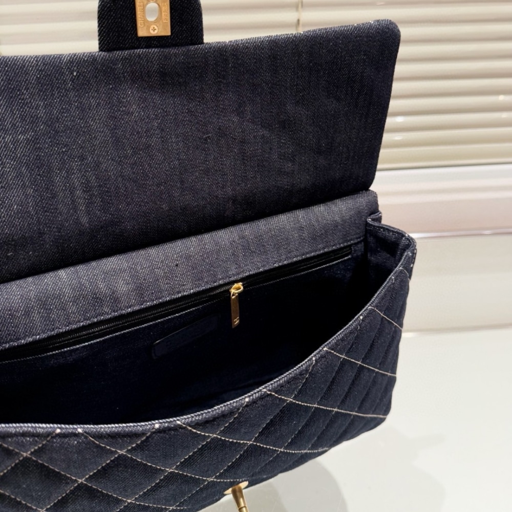 Chanel Classic Flap Bag In Denim Dark Blue 30Cm