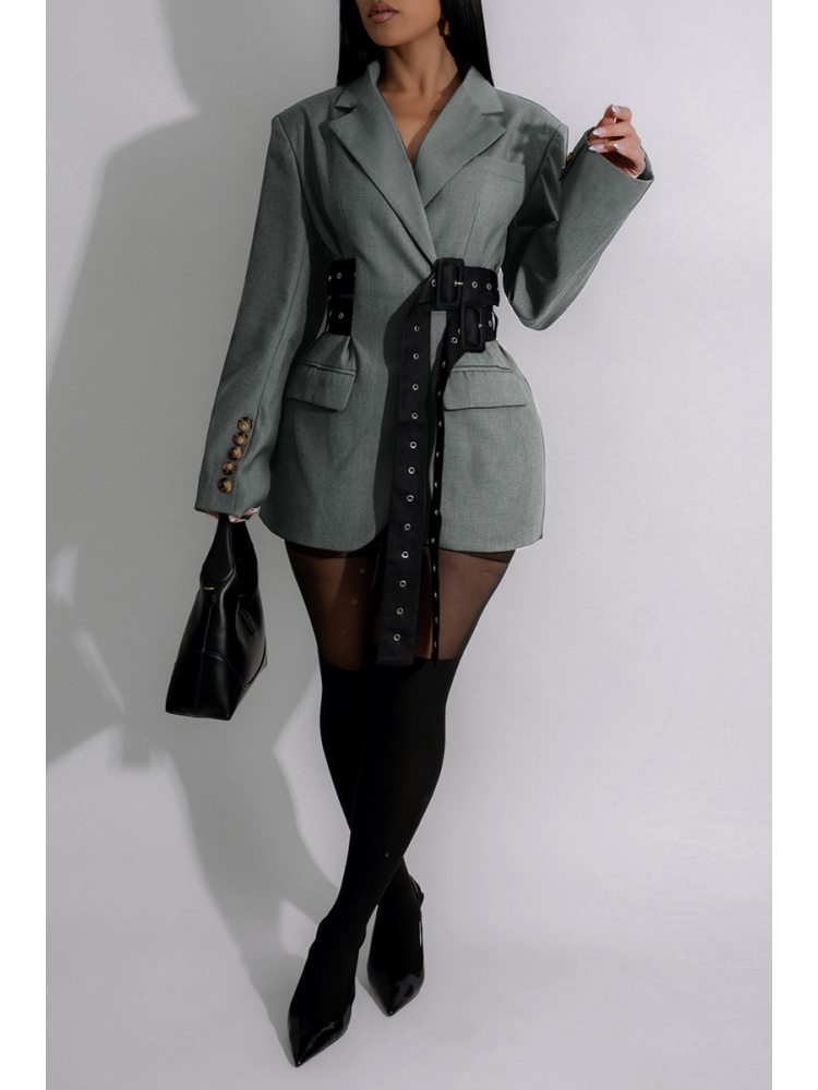 Irregular Notch Lapel Waist Slimming Blazers