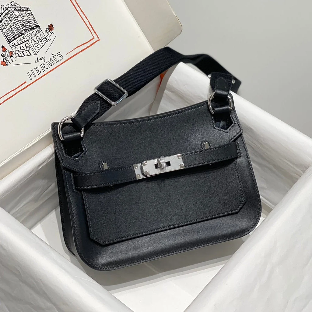HM JYPSIERE SHOULDER BAG 23 IN NAVY BLUE CALFSKIN SILVER HARDWARE