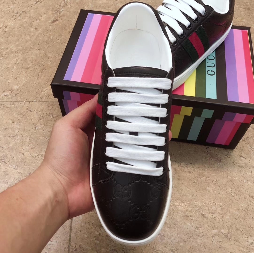 Gucci Ace Black Logo Sneaker 386750 Cwcg0 1070